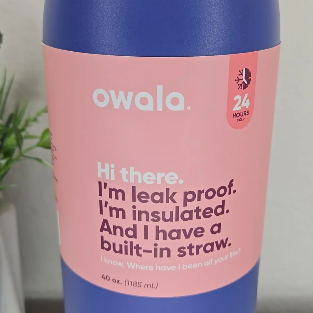 NWT Owala FreeSip Stainless Steel Water Bottle 40oz Color: Blue Jay - Picture 2 of 10
